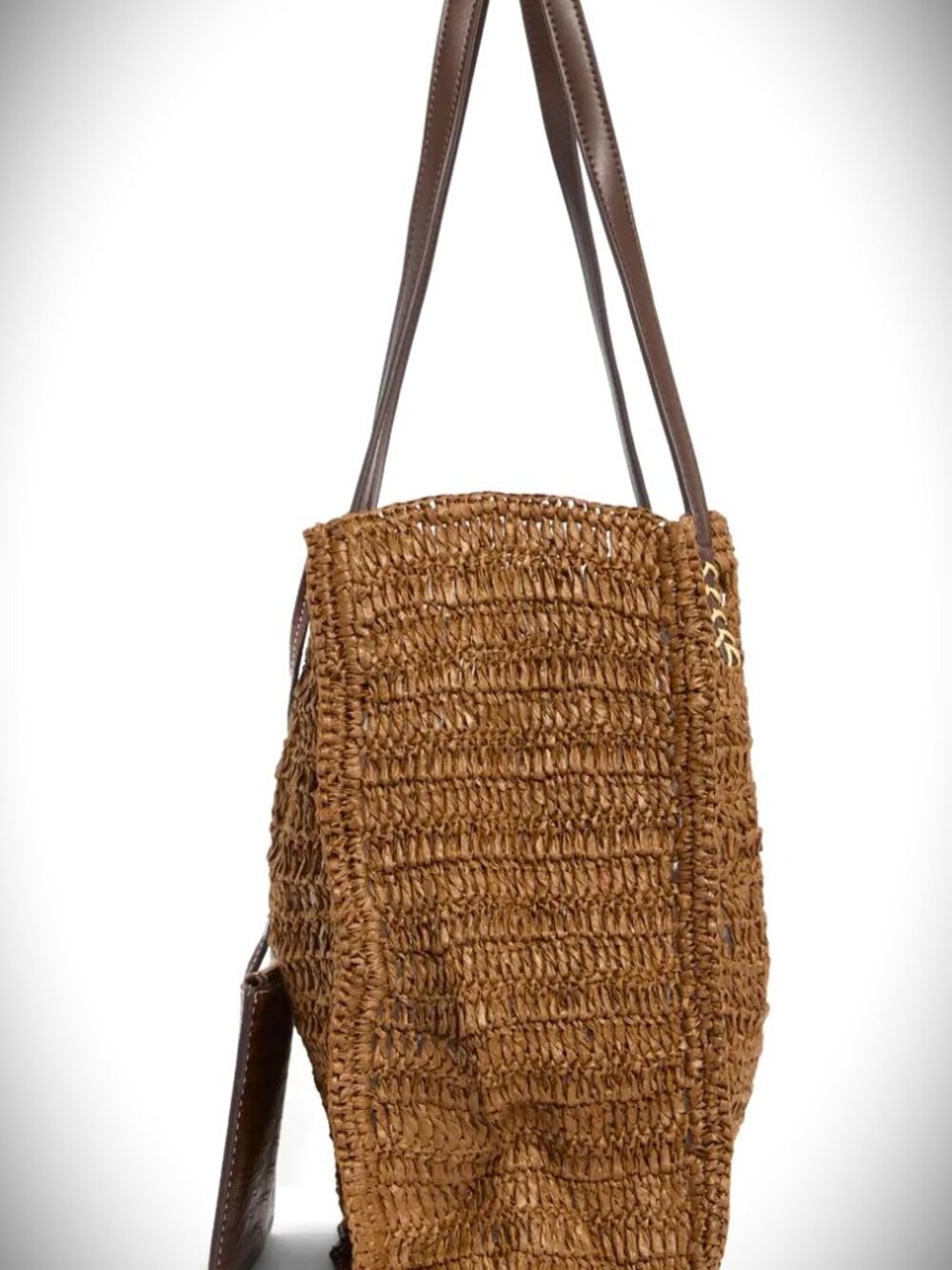 SAM EDELMAN Lizzie Raffia Tote in Dark Brown Color - Picture 5 of 7